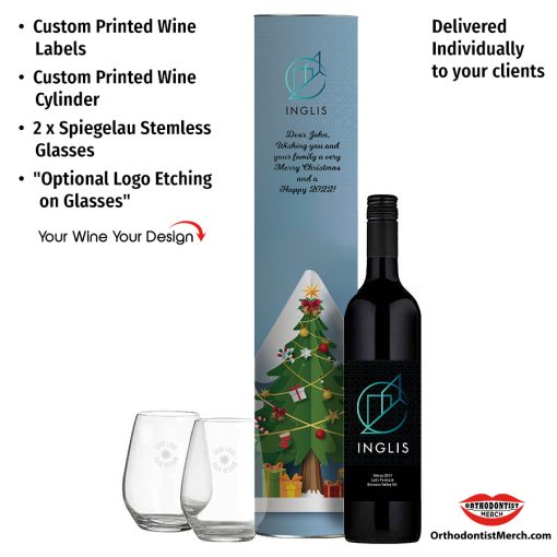 Package C: Australian Wines With Custom Printed Logo Labels – Packed In Printed Cylinders + 2 Spiegelau Stemless Glasses Branded <span class="imageintitle" data-title="Australia Wide Delivery"><img src="https://www.orthodontistmerch.com/wp-content/uploads/2023/07/au1.png" width="45px" /></span>