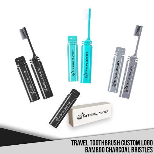 100224 - Travel Toothbrush Custom Logo Bamboo Charcoal Bristles